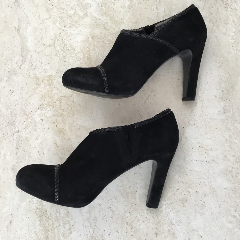 Tahari Black Suede 'Scholar' Ankle Heeled Boots